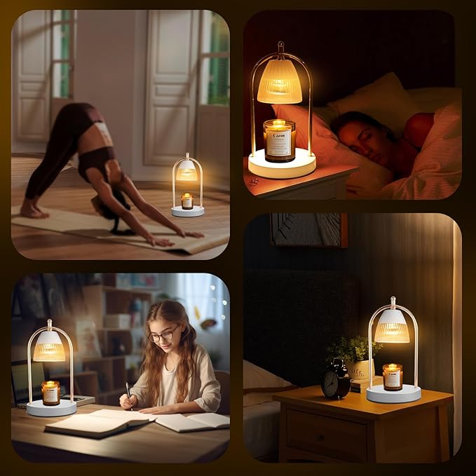 GEEZO Fragrance Candle Warmer Lamp,Electric Candle Warmer with Timer & Dimmer,Mom Christmas Birthday Gifts for Women, House Warming Gifts New Home Bedroom Decor