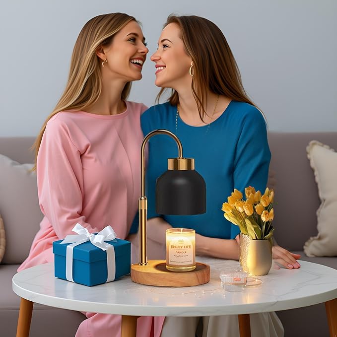 Candle Warmer Lamp with Dimmer Adjustable Height,Mothers Day Gifts,2/4/8H Timer,Vintage Home Decor for Scented Jar with 2 Bulbs