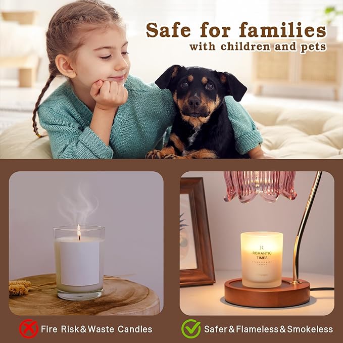 Dimmable Candle Warmer Lamp with Timer, Electric Candle Warmer Lamp, Birthday Gifts for Women, Mom, Female Friend, Flower Candle Lamp Warmer Gifts, Pink Aromatic Candle Lamp for Vintage Home Decor