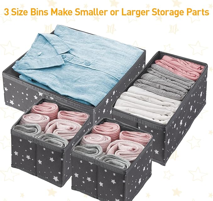 Drawer Organizer Clothes, 8 Pack Underwear Organizer, Foldable Closet Organizers and Storage drawer dividers for clothes, dresses and Socks