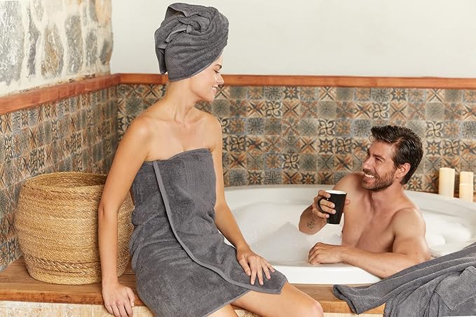 HOMELOVER 4 Piece Towel Set - 100% Organic Cotton 2 Bath Towels & 2 Hand Towels - 500 GSM, Hotel Quality, Soft, Highly Absorbent & Quick Drying Wash Towels for Kitchen & Bathroom (Coal Gray)