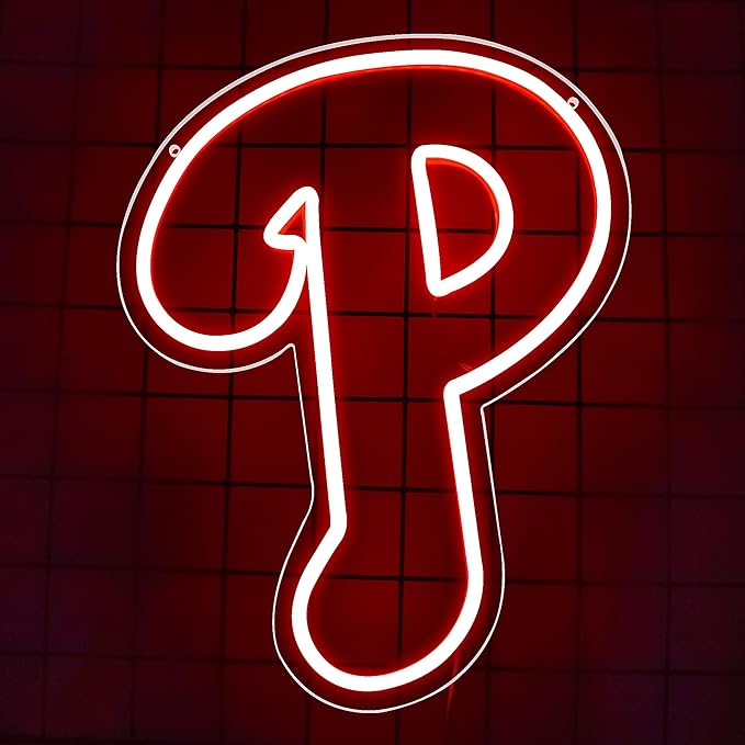 Neon Sign for Wall Decor Neon Light for Man Cave Baseball Team Logo Neon Led Sign USB Powered Baseball Gift for Men Room Decor Size14.9 * 11.8inch(ZYLD137)