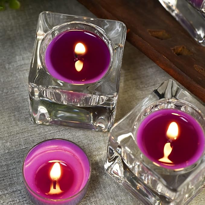 DEYBBY Scented Soy Wax Tealight Candles Bulk, Lavender Aromatherapy Candle for Stress Relief, Clear Cup Long Lasting, for for Relaxation, Spa and Bath|Pack of 12