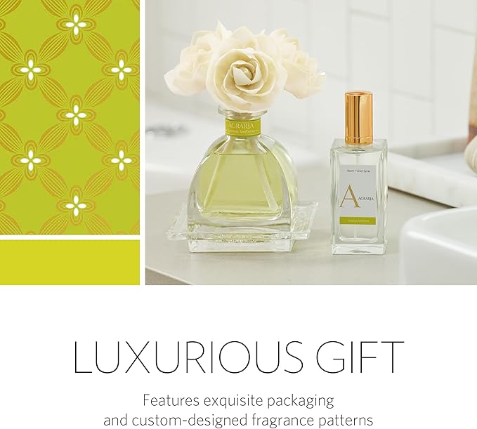 AGRARIA AirEssence Flower and Reed Diffuser Set, Hand Crafted Sola Flower Botanical Home Fragrance Diffuser, Scented Oil Reed Diffuser, Flower and Reed Diffuser Gift Set for All Occasions