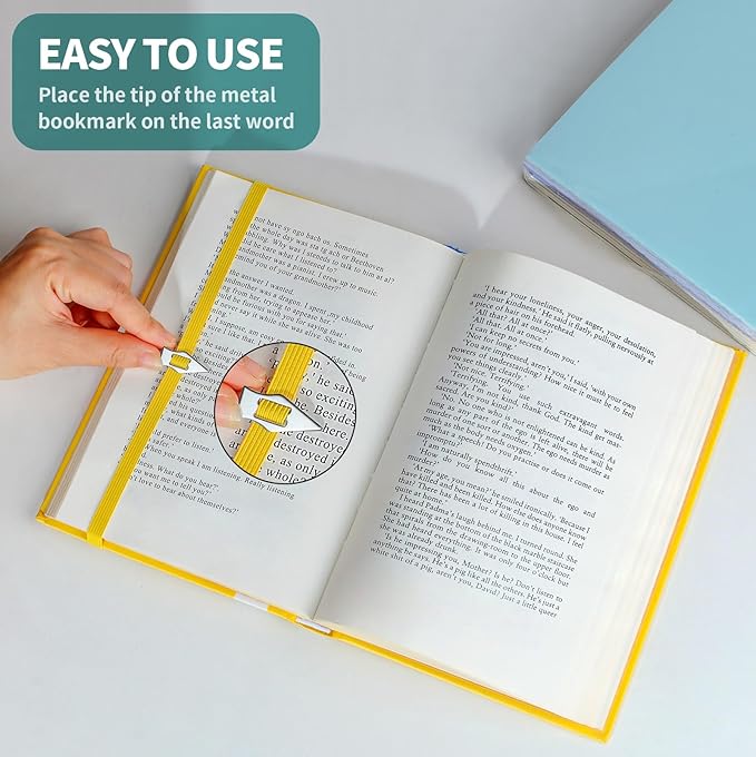 Elastic Bookmark,6 Pack Book Marks with Pointer Perfect for Book Reading-Mark Last Place,Planner Bookmarks for Reading Women,Men,Kids,Book Lovers(Yellow)