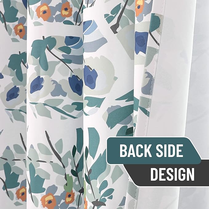 Joydeco Green Floral Curtains 108 Inches Long for Bedroom 2 Panels, Room Darkening Boho Curtains Patterned Panels for Living Room with Grommet, 80% Blackout Botanical Printed Drapes(Hexagon Green-108)