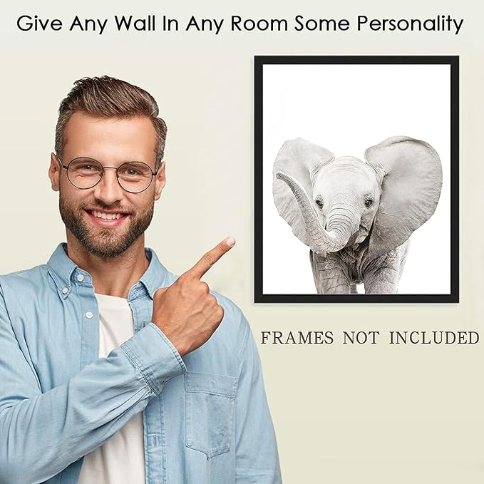 calmart Jungle Nursery Wall Art Decor, 6pcs Animal Prints, Safari Themed Bedroom Decorate