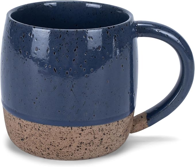 Elanze Designs Speckled Raw Bottom 17 ounce Ceramic Mug, Navy Blue