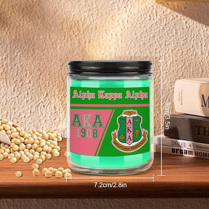 AKA Sorority Gifts,Pink and Green 7oz Scented Candle Sorority Paraphernalia Gifts for Sister Friend,Sorority Scented Home Decor Gift(aka-Green Pink)