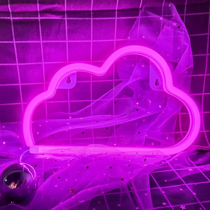 LED Cloud Neon Light for Wall Decor, Battery or USB Powered Cloud Sign Shaped Decoration Wall Lights for Bedroom Aesthetic Teen Girl Kid Room Christmas Birthday Wedding Party Pink