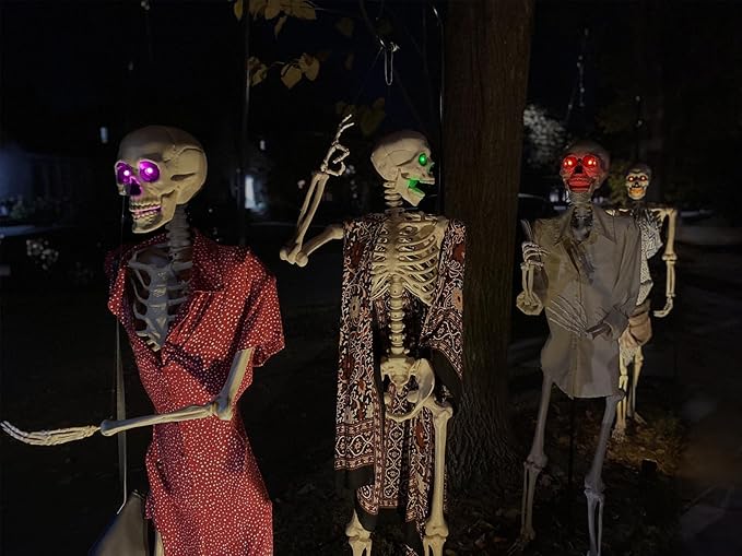 Orange LED Glowing Eyes With Timer & Waterproof, 4 Pcs Light Up Skeleton Eyes, Horror DIY Red for Masks, Pumpkins, Tombstones, and Props (Batteries Not Included)