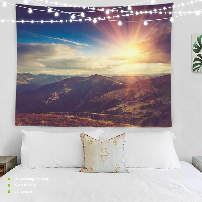 BaoNews Brown Natural Alpine Tapestry,Landscape Sunrise Large Wall Hanging Polyester Tablecloths Tapestry Bedroom Room Living Room Dorm 39.4 x 59.1 Inches