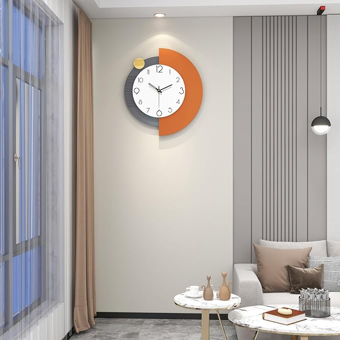 FLEBLE Decorative Wall Clocks Silent Quality Quartz Wall Clock Battery Operated Large Wall Clock for Living Room,Kitchen,Home,Bathroom,Bedroom Wall Decor,18x20 inches