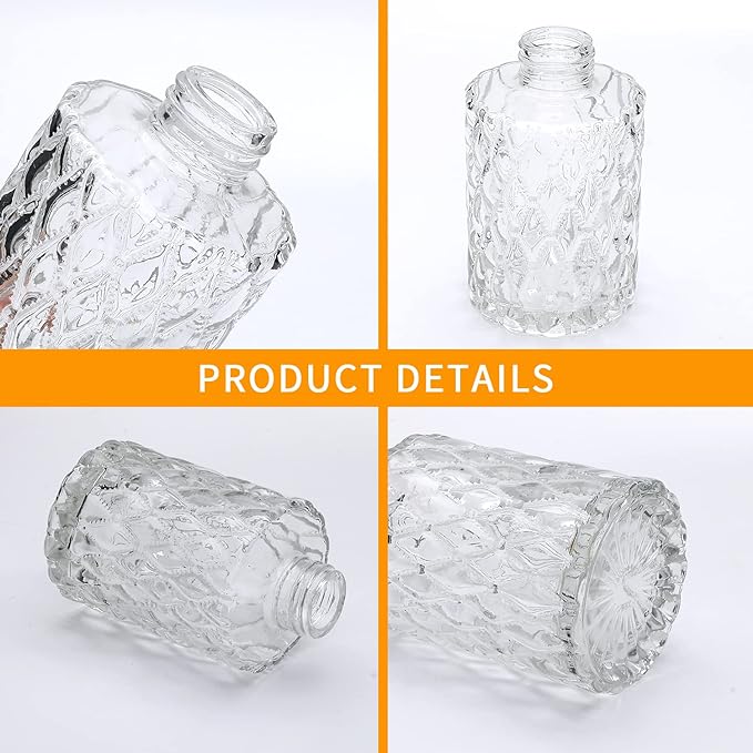 Glass Bud Vases Set of 32,Small Flower Vases for Wedding Centerpiece Table Decorations,Clear Vintage Embossed Mini vases,Flower Arrangements in Vases for Party or Home Decor