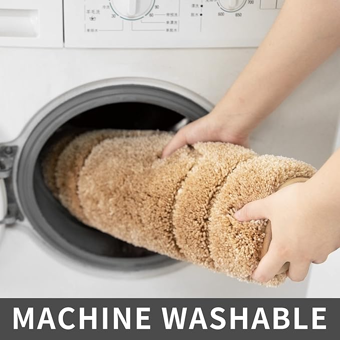 COSY HOMEER Extra Thick Bath Rugs for Bathroom - Anti-Slip Bath Linen Sets Mats Soft Plush 100% Strong Polyester Living Room Bedroom Water Absorbent(Beige,17x27 - Inches)