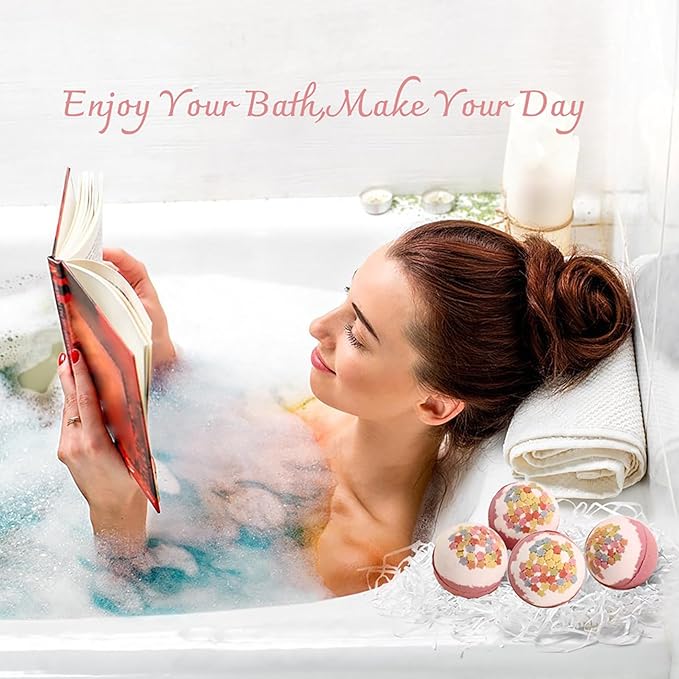 Bath Bombs for Women Spa Gift Set with Shea Butter Oils Sea Salt Relaxing Birthday Gift for Her Bubble Bath Skincare Relaxation Aromatherapy Gifts