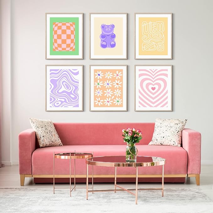 Habseligkeit Posters for Room Aesthetic, Danish Pastel Wall Art Posters, Preppy Pink Room Decor, Cute Room Decors for Girls Aesthetic Bedroom(8x10inch, Unframed