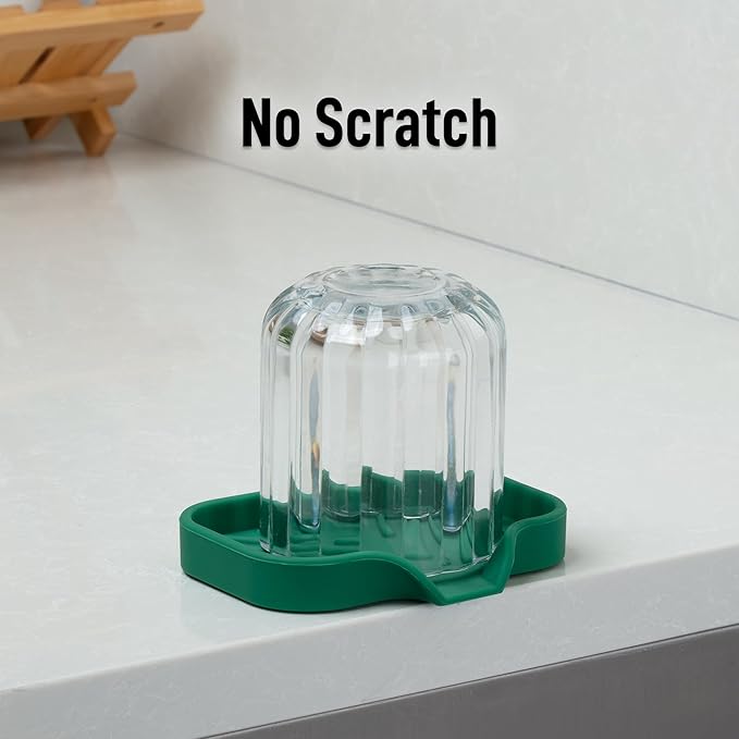 Zulay Kitchen Small Silicone Sponge Holder (4.9x3.3”) – Space-Saving Sink Organizer Tray for Sponge, Soap, Brush & More – Compact Non-Slip Dish for Kitchen & Bathroom Countertops (Pine Green)
