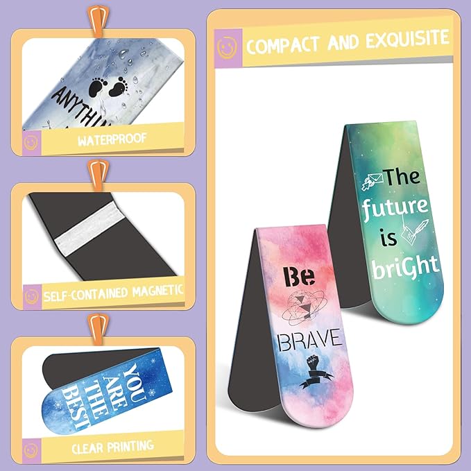Kaluofan 30-Piece Inspirational Magnetic Bookmarks - Double-Sided, Perfect for Women, Kids, Students & Teachers