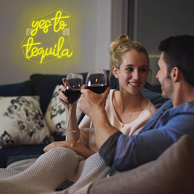 NOSUN Yes To Tequila Neon Sign Tequila Bar Sign with USB Neon Lights Bar Light Up Sign for Bar Party Men Cave Home Pub LED Bar Sign Gifts for Men/Women 12.6 * 12.2inches