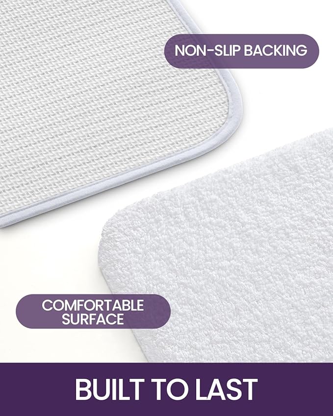 DEXI Bathroom Rug Mat, 36x24, Non Slip Washable Absorbent Microfiber Mats, Thick Soft Floor Shower Rugs for Bath Accessories Decor, White