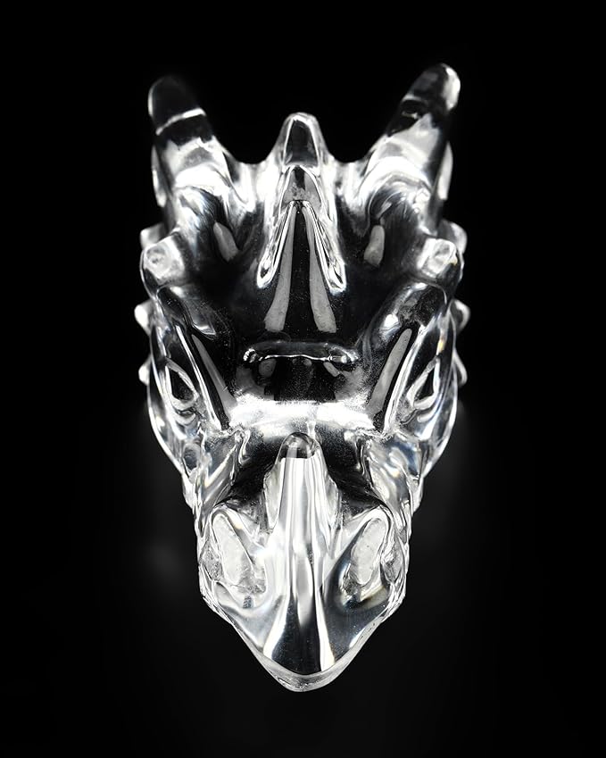 Skullis 2.0" Clear Quartz Rock Crystal Carved Crystal Dragone Head Skull, Crystal Healing.1489