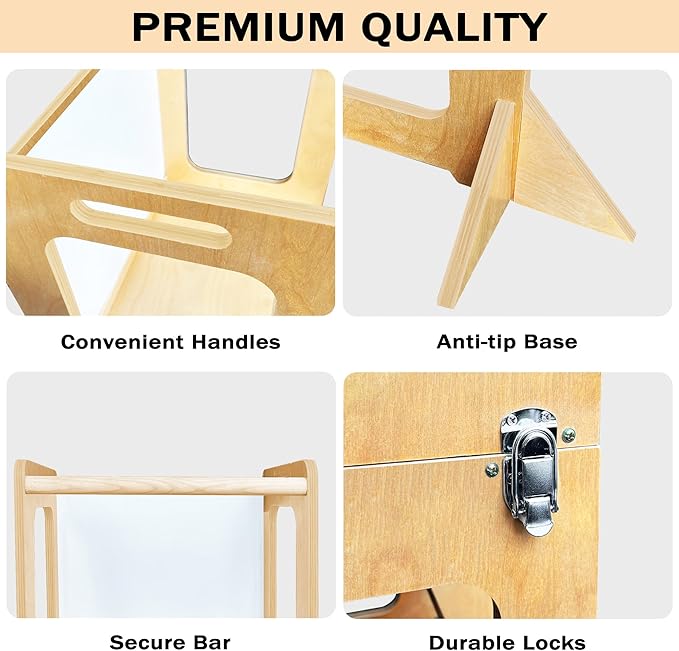 Kitchen Step Stool for Kids 5 in 1 Montessori Kitchen Tower for Kids, Kids Step Stool Standing Tower, Natural Wood