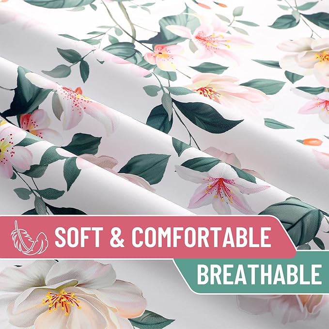 Joydeco Floral Curtains 84 Inches Long for Bedroom 2 Panels, Patterned Curtains Room Darkening Panels for Living Room with Grommet, Pink Flower Printed Drapes(Lily Pink-84)