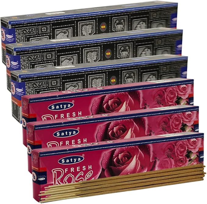 Super Hit Rose Incense Sticks & Holder Bundle Variety Pack from House of Nag Champa Incense Sticks and Trumiri