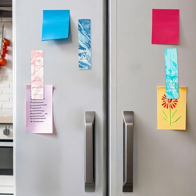 12 Pack Magnetic Bookmarks for Women - Inspirational Book Markers for Reading, Book Accessories (Marble)