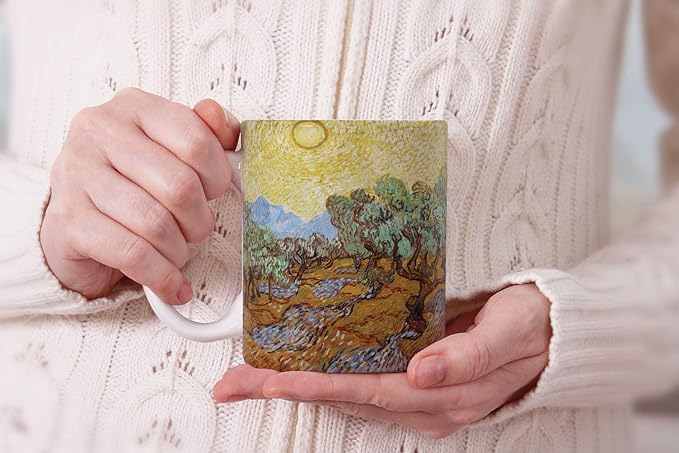 MUGBREW Classic Art Olive Trees With Yellow Sky And Sun Vincent Van Gogh Ceramic Coffee Mug Tea Cup, 11 OZ