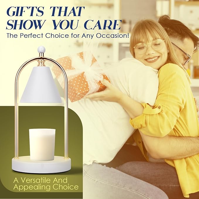 Soilsiu Candle Warmer Lamp With Timer, Electric White Light for Bedroom, Dimmable Wax Melts Warmer for Jars, Beside Lamp Gifts for Women Home Decor (2 Bulbs Included)