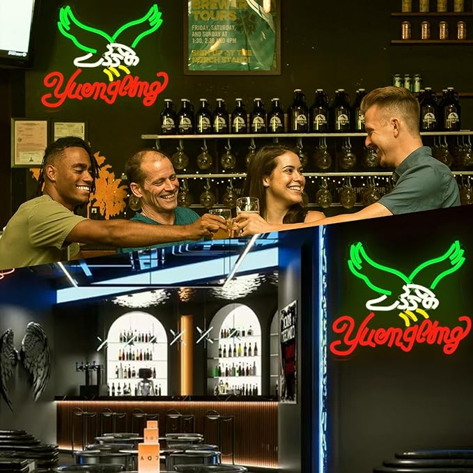 Eagles Beer Neon Sign Dimmable Y-ue-ng-li-ng Neon Light for Wall Decor Bar Neon Sign for Man Cave Bedroom Business Club Pub Bistro