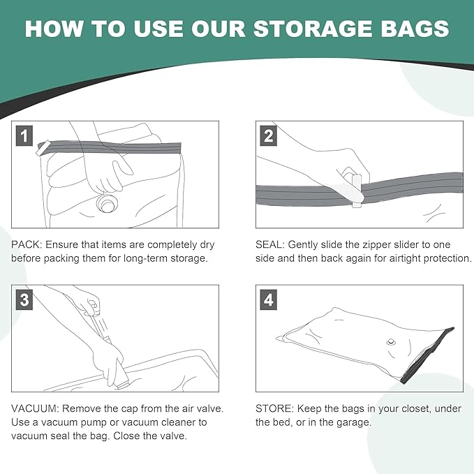 Vacuum Storage Bags, Space Saver Bags, Vacuum Sealed Bags for Comforters, Blankets, Clothes Storage, Hand Pump Included, 10-Jumbo