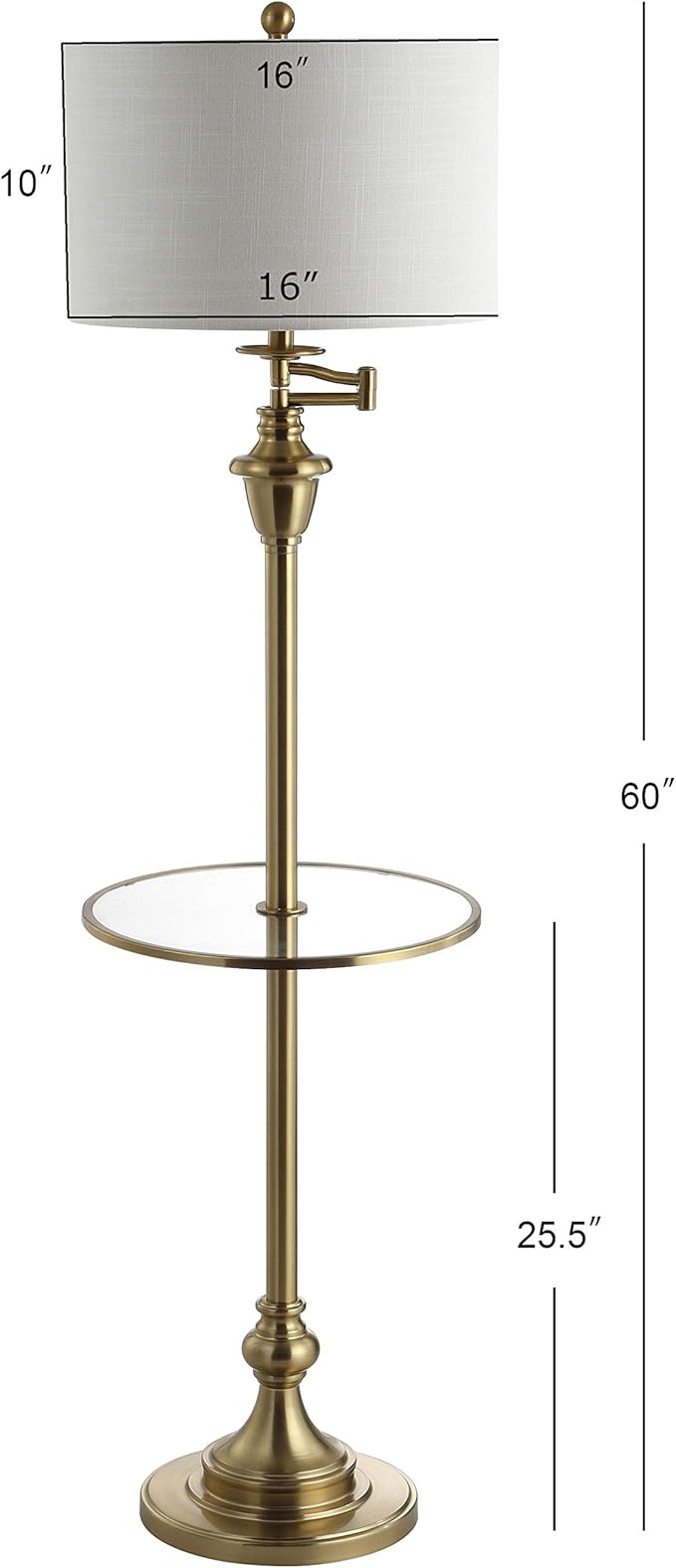 JONATHAN Y JYL3055A Cora 60" Metal/Glass LED Side Table and Floor Lamp Contemporary,Transitional for Bedrooms, Living Room, Office, Reading, Brass