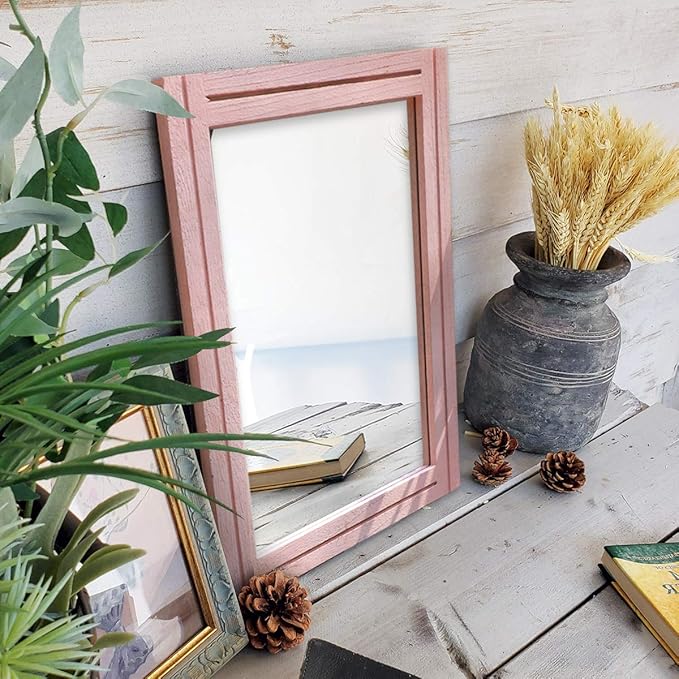 AAZZKANG Rectangle Mirror with Wood Framed Modern Farmhouse Hanging Wall Mirrors Decor for Bedroom Bathroom Living Room Home Entryway