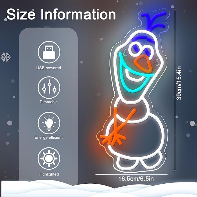 Neon Sign,Snowman Neon Signs for Wall Decor,Led Sign for Boys Girls Room Deocr,Neon Lights for Bedroom Deocr,Light Up Sign for Living Decoration