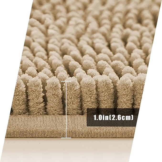 Bathroom Rugs Mat 56x24 Non Slip Chenille Bath Mats Bath Rugs for Bathroom Shower Beige