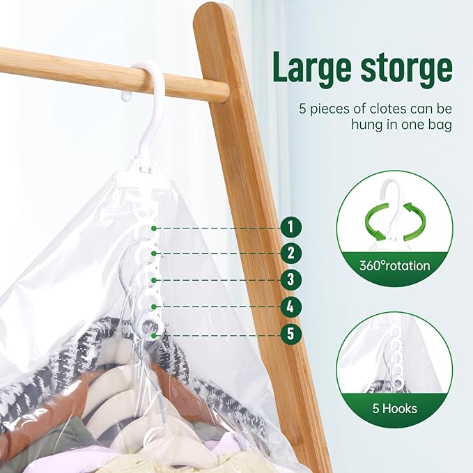 Hanging Vacuum Storage Bags For Clothes With Hand Pump,Coat Storage Bag Hanging,Vacuum Bags For Clothes,Space Saver Vacuum Storage Bags,Garment, Clothing, Dress, Suit, Long Coat, Jacket(Short 4 Pack)