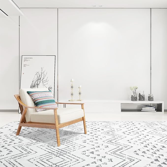 Area Rug Living Room Rugs Large Soft Boho Farmhouse Indoor Floor Rug (Gray, 5'x7')
