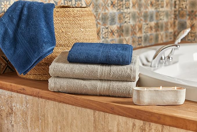 HOMELOVER 4 Piece Towel Set - 100% Organic Cotton 2 Bath Towels & 2 Hand Towels - 500 GSM, Hotel Quality, Soft, Highly Absorbent & Quick Drying Wash Towels for Kitchen & Bathroom (Space Gray)