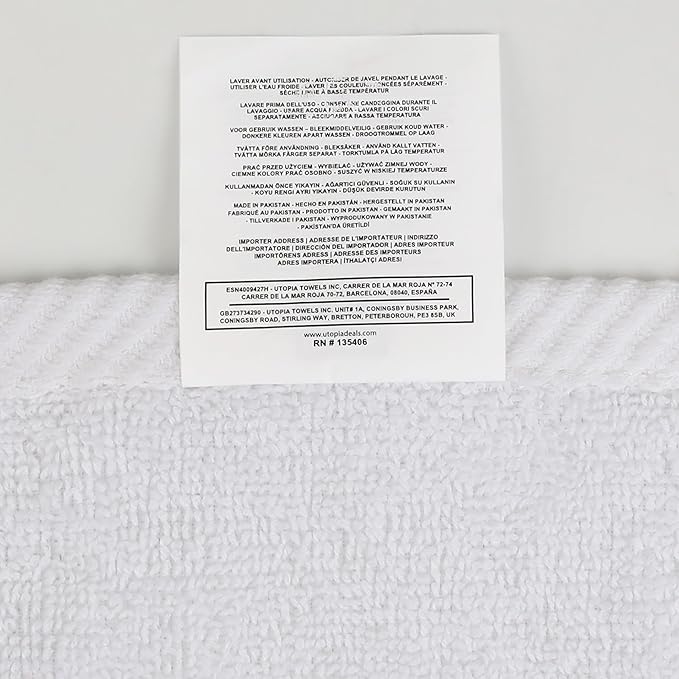 Utopia Towels 6 Pack Premium Hand Towels Set, 16 by 28 inches, 100% Ring Spun Cotton, Ultra Soft and Highly Absorbent 600GSM Towels for Bathroom, Gym, Shower, Hotel, and Spa, White