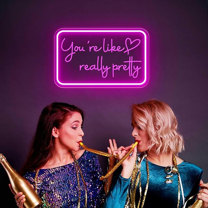 You're Like Really Pretty Neon Sign for Wall Decor, LED Neon Lights Party Decorations, USB Powered Switch Adjustable Brightness Neon Lights, for Powder Room, Bedroom, Clothing Store, Beauty Salon