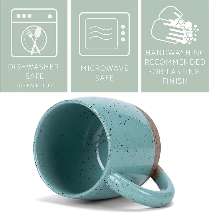 Elanze Designs Speckled Raw Bottom 17 ounce Ceramic Mug, Mint Green
