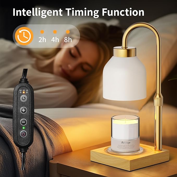 Candle Warmer Lamp, Electric Candle Lamp Warmer, House Warming Gifts New Home Bedroom Decor, Dimmable Wax Melt Warmer for Scented Wax with 2 Bulbs, for Mom(Ivory White)