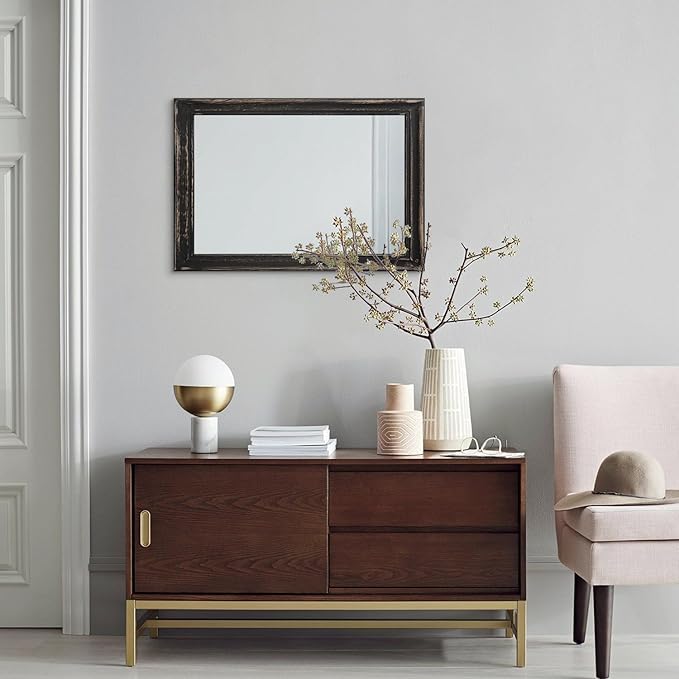 Large Mirrors for Wall with Wood Frame Rectanglular Wall Hanging Mirror 20"x16" for Bathroom Bedroom Vanity Entryway