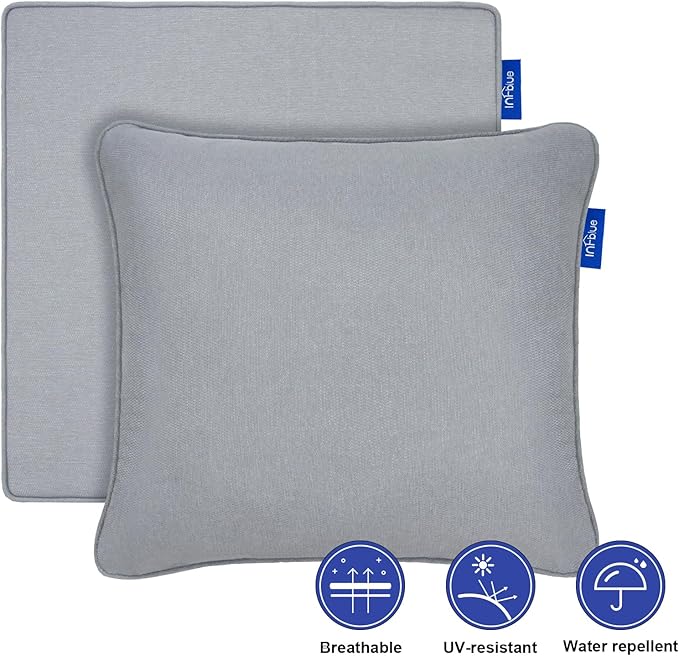 Deep Seat Cushions, Outdoor Cushions, Patio Furniture Cushions, Deep Seat & Back Cushion Patio Cushions with Rmoveable Cover for Backyard Couch Sofa Fade Resistant (22x22x3 in, Light Grey)