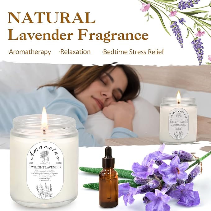4 Pack Candles for Home Scented, Lavender Candles, 28 oz 200 Hour Aromatherapy Candles, Long Lasting Candle Gift Set for Women, Perfect for Birthday Gifts