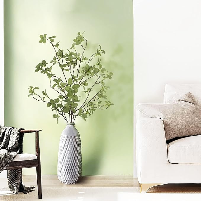 6 pcs Artificial Greenery Stems, 41.3’’ Tall Fake Plants Branches Faux Greenery Ficus Twig Leaf for Home Garden Shop Office Desk Decoration