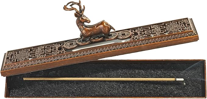 Windproof Copper Incense Holder - Chinese Style for Sticks up to 5.5 Inches, Perfect for Home Altar, Yoga Studio, Temple & Meditation,Deer-2